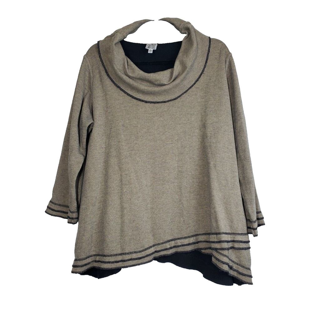 Parsley & Sage Womens XL TUNIC TOP LAGENLOOK Boho Cowl Neck Asymmetrical Layered